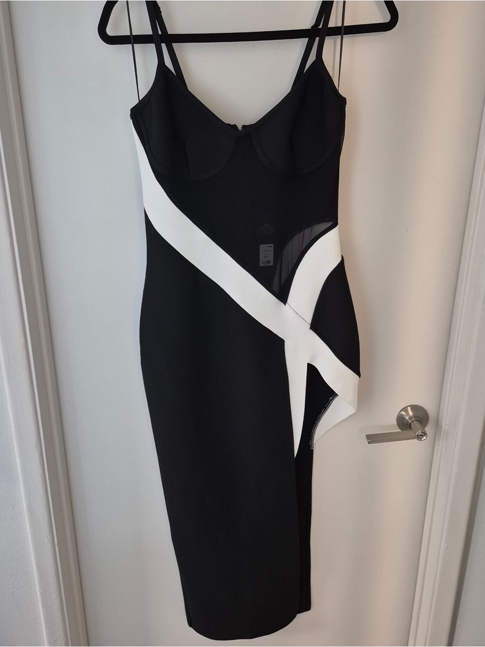 Fashion Nova Black White Bandage Midi Dress